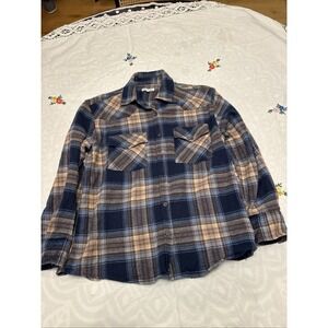 Bootlegger‎ McKenna Plaid 100% Cotton Soft Shirt Women's Size Large Blue Brown